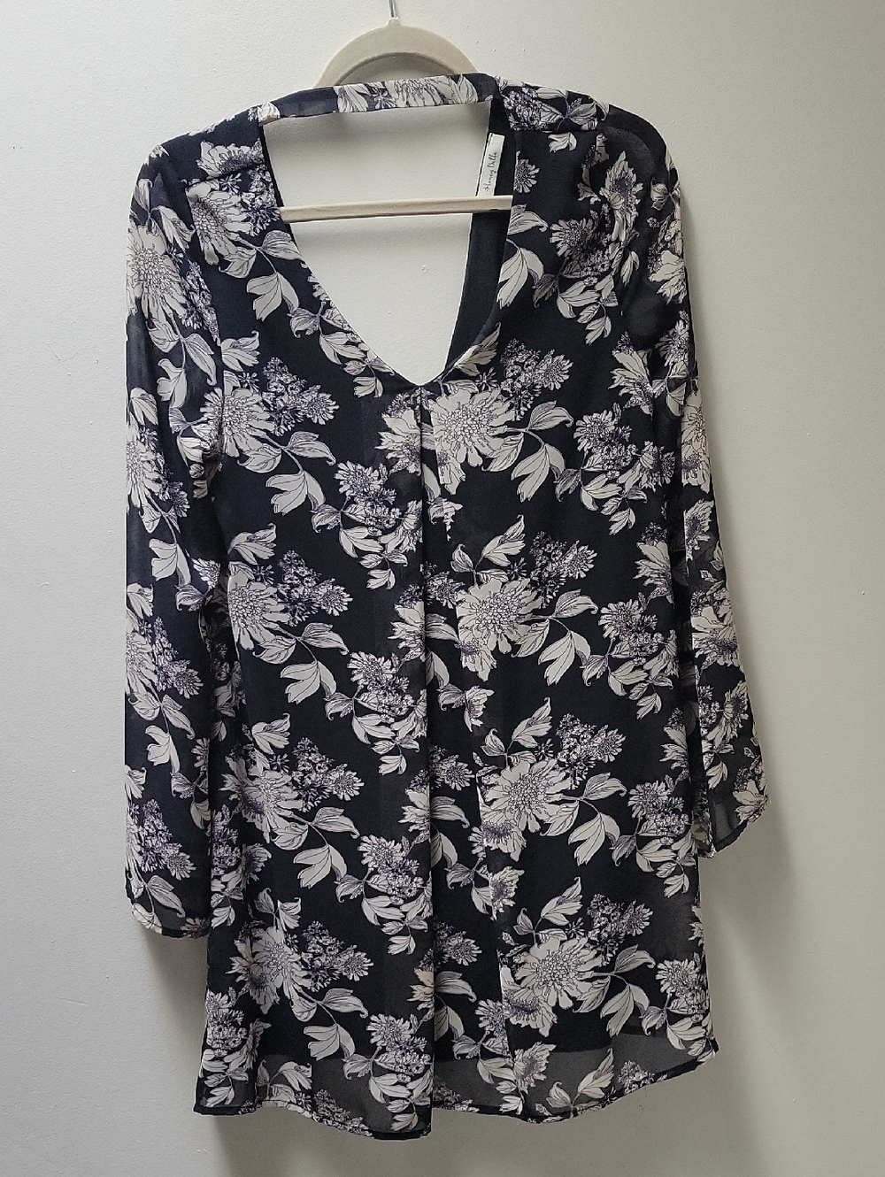 Honey Belle Black and White Floral Trim Babydoll Dress